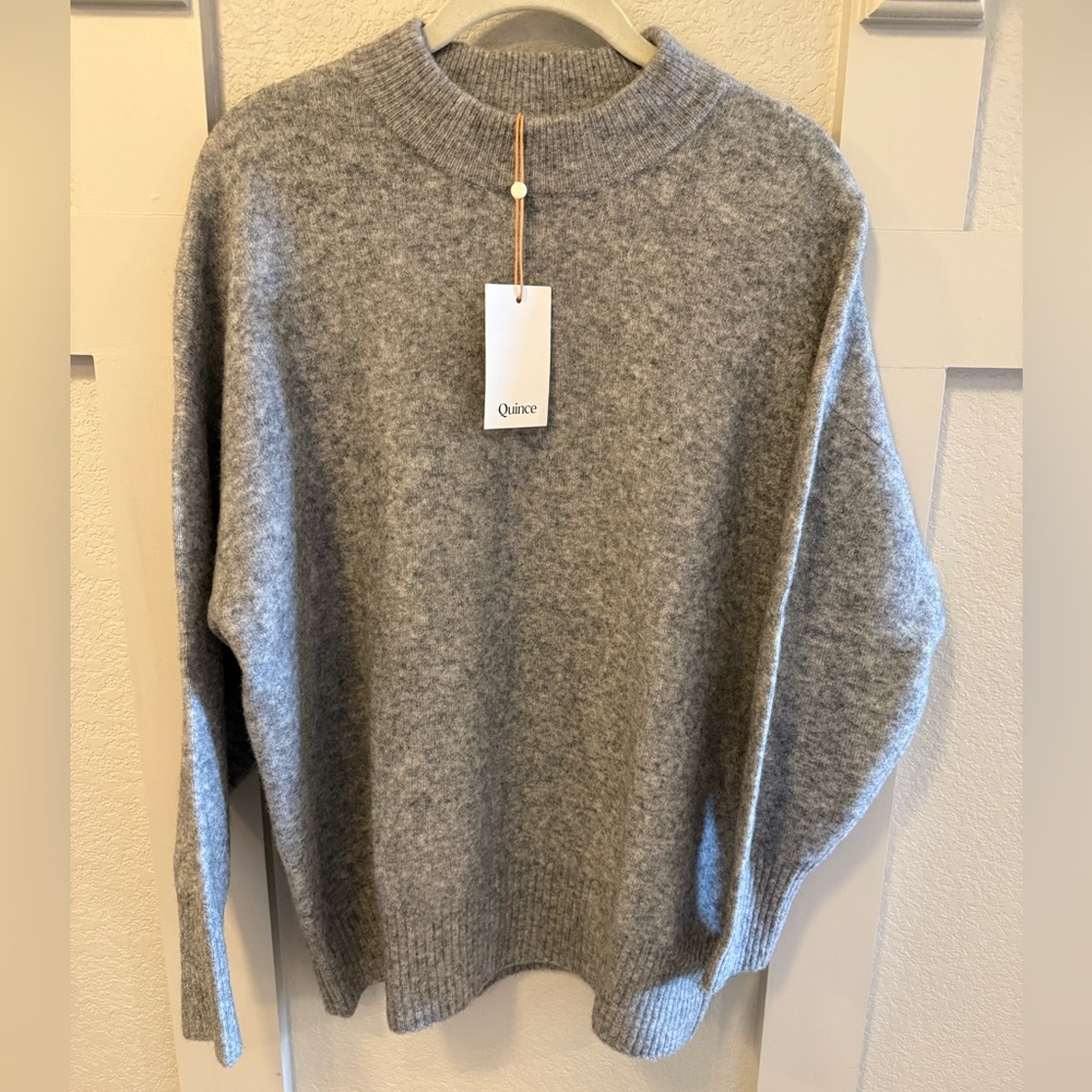 Quince Superfine Merino Wool Boucle Sweater- Gray